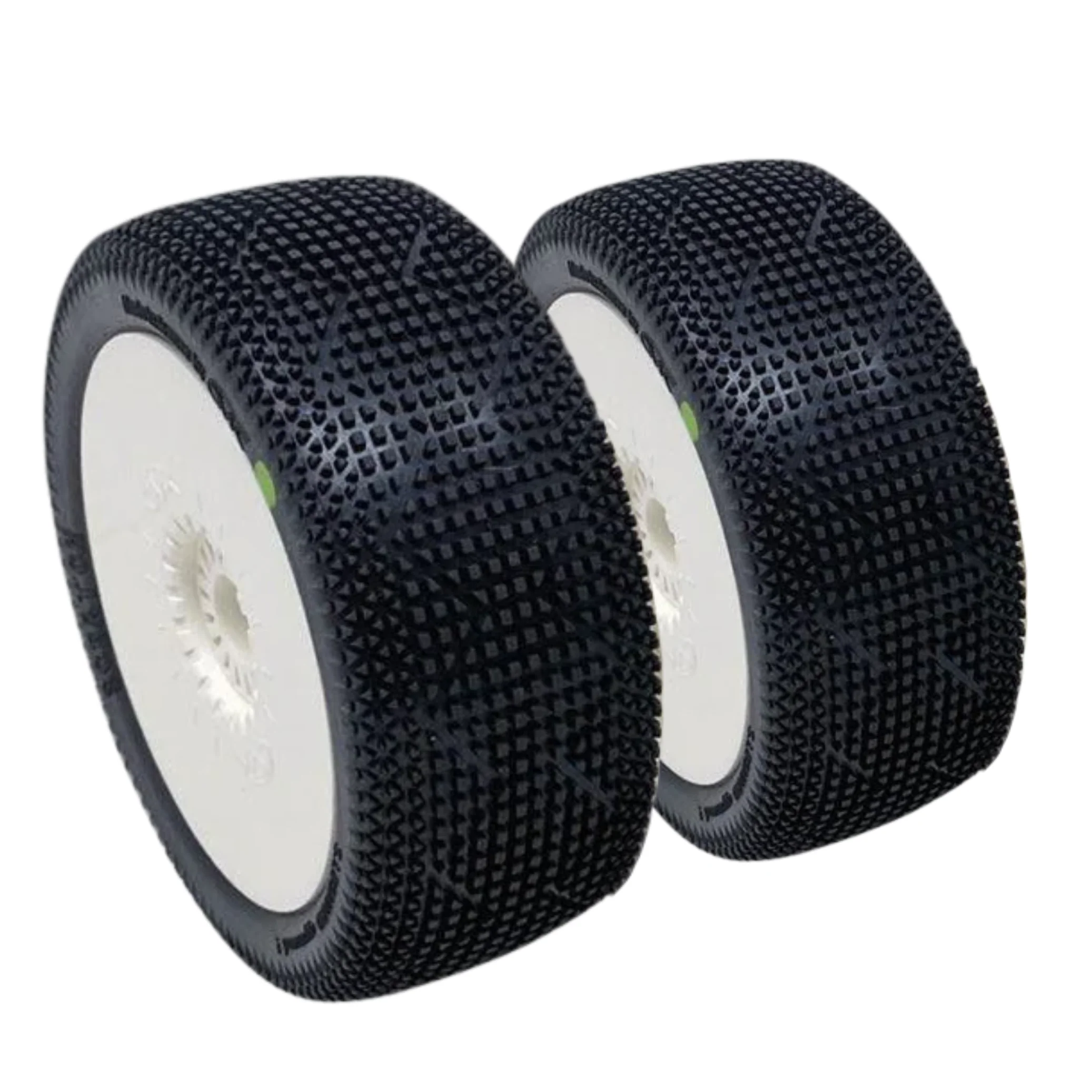 6MIK Pneus Buggy montés collés Scratch + Jantes Ultra Blanches + Inserts (x2) TU17
