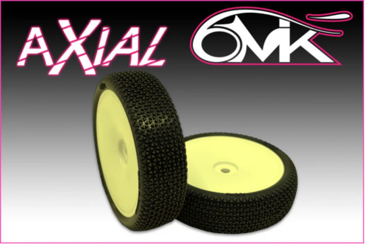 6MIK Pneus Avant Slim Axial Silver + Jante Jaune 1/10 4x2 (x2) TGY113S