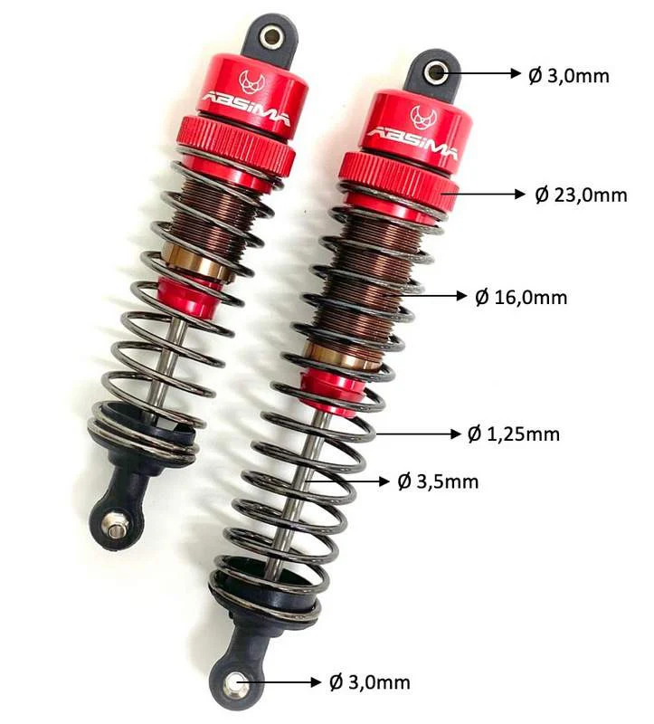 Absima Amortisseur Aluminium 125mm (x2) 1/8 2330061 - Image 2