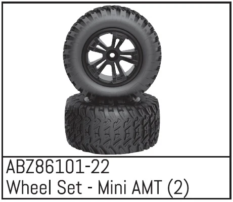 Absima Pneus + Jantes Noir (x2) Mini AMT ABZ86101-22