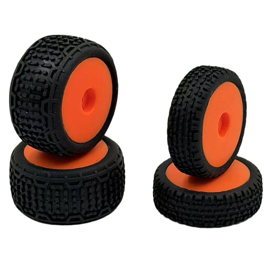 Absima Pneus + Jantes Orange Avant et Arrière (4Pcs) Speck-B 1/24 HBP250144