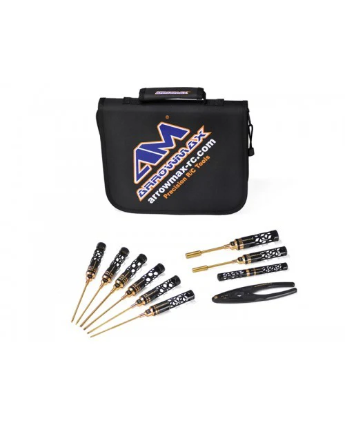 Arrowmax Trousse à Outils Honeycomb Black Gold 1/10 Piste (10pcs) AM199444