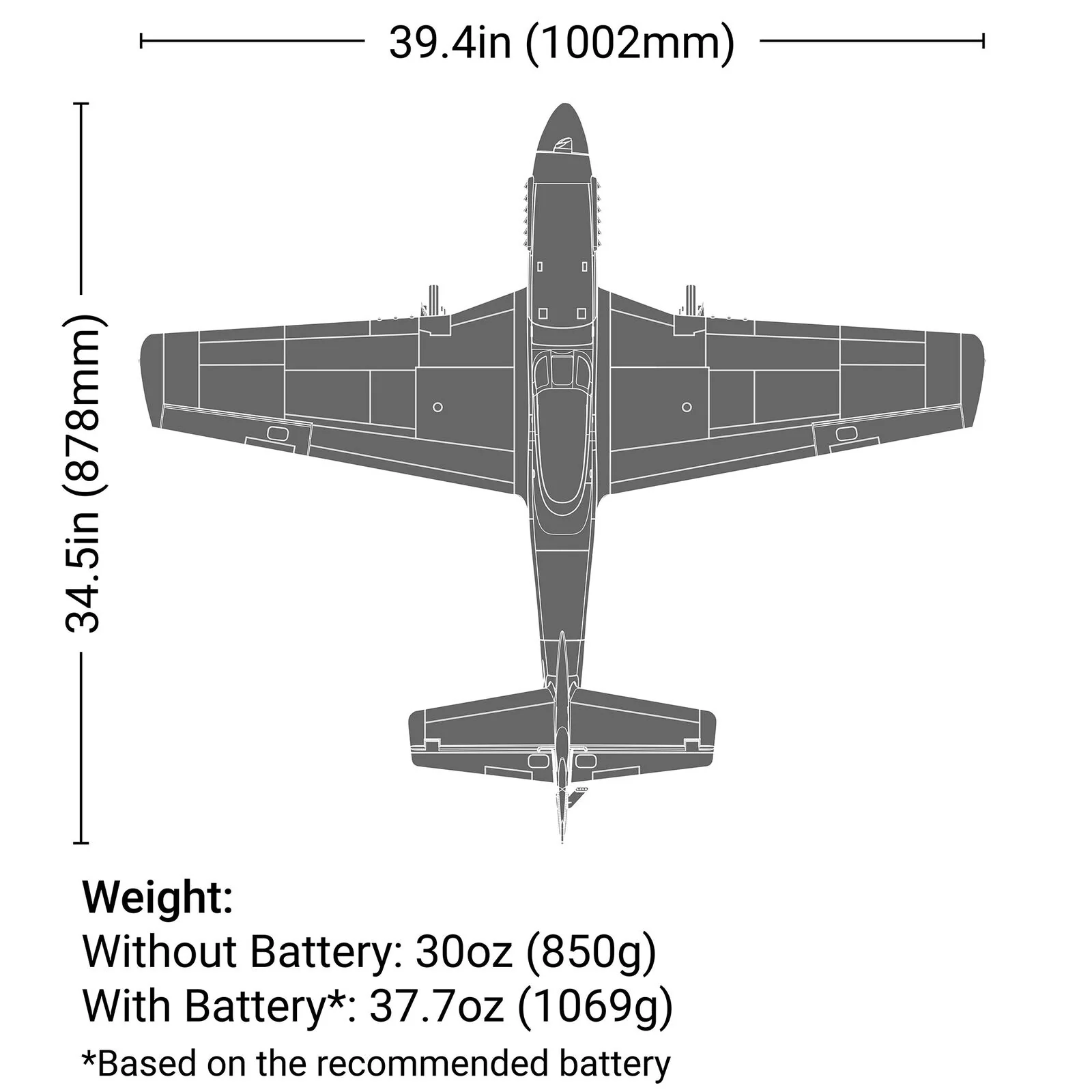 E-Flite Avion P-51D Mustang 1.0m BNF Basic AS3X EFL02650 - Image 13
