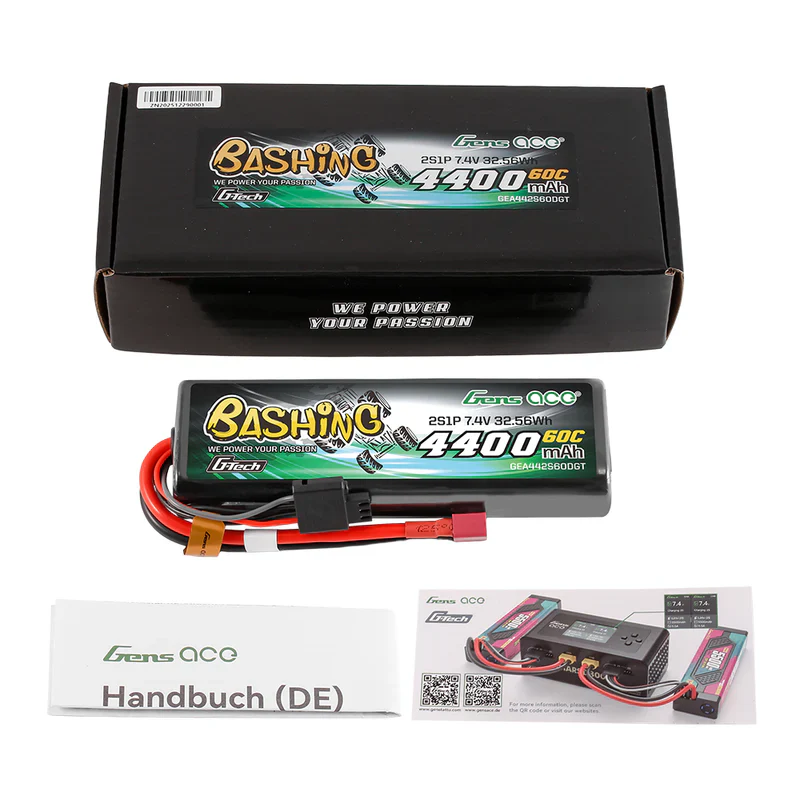 Gens Ace Accu lipo Bashing G-Tech 7.4v 4400mAh 60C Dean GEA442S60DGT - Image 3