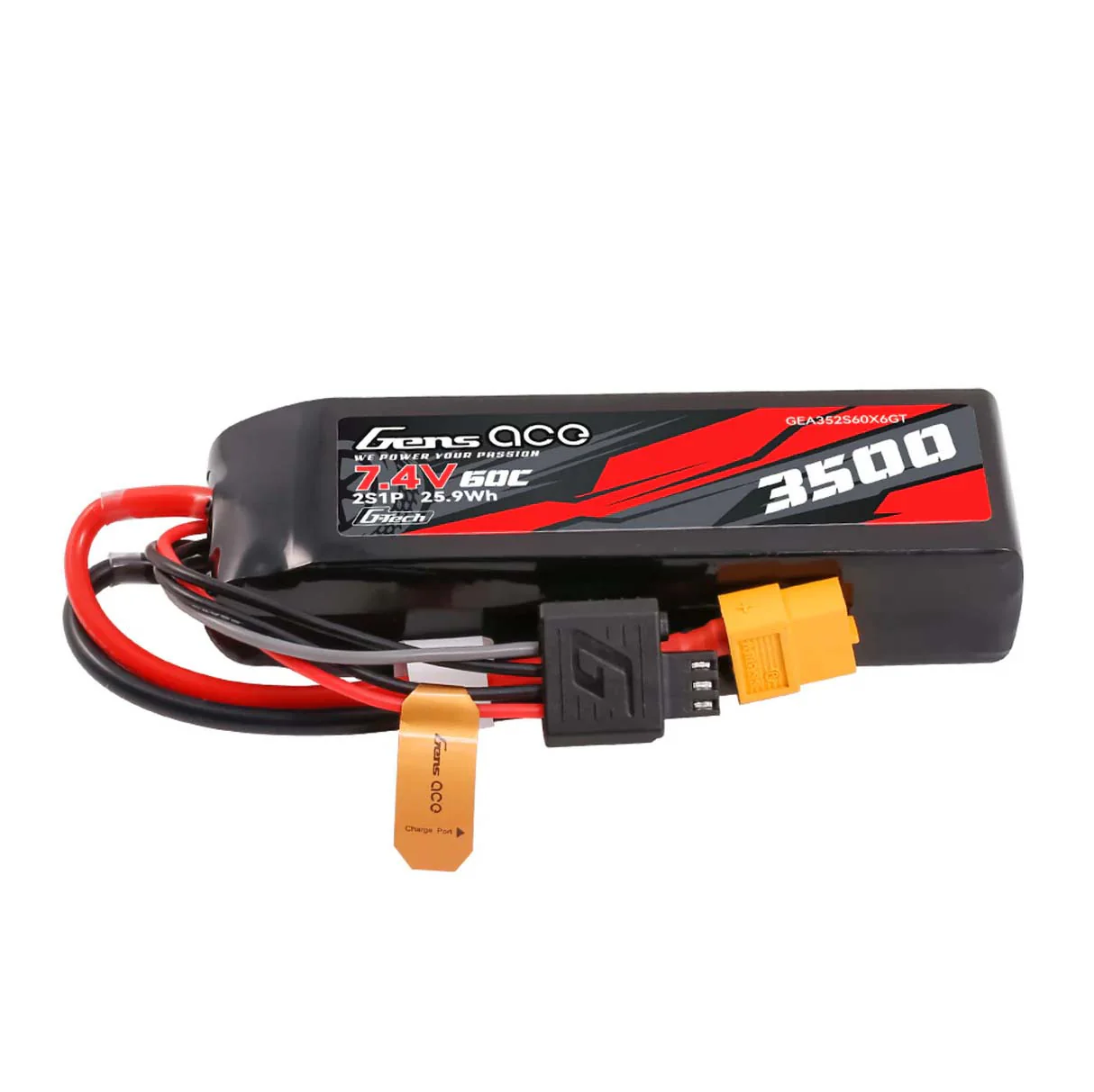 Gens Ace Accu lipo G-Tech 7.4v 3500mAh 60C XT60 GEA352S60X6GT - Image 2