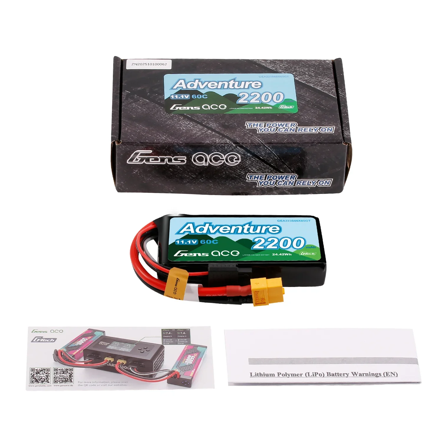 Gens Ace Accu lipo G-Tech Adventure 11.1v 2200mAh 60C XT60 - Image 2