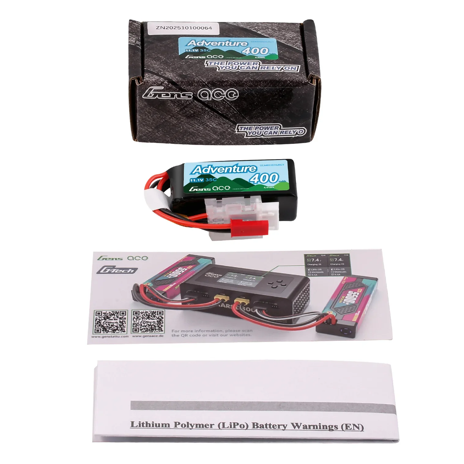 Gens Ace Accu lipo G-Tech Adventure 11.1v 400mAh 35C JST-RCY - Image 3