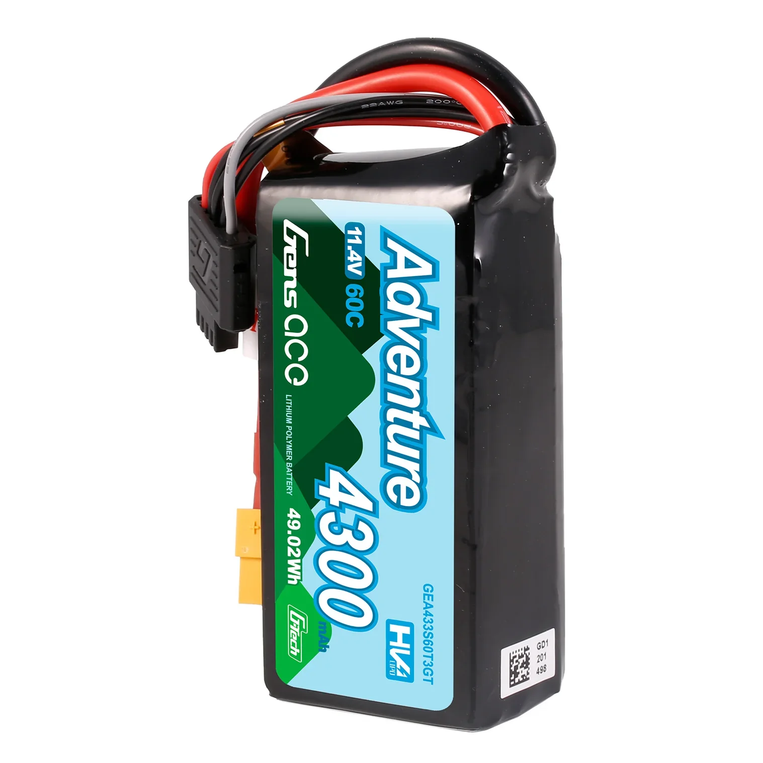 Gens Ace Accu lipo G-Tech Adventure 11.1v 4300mAh 60C XT60 - Image 2