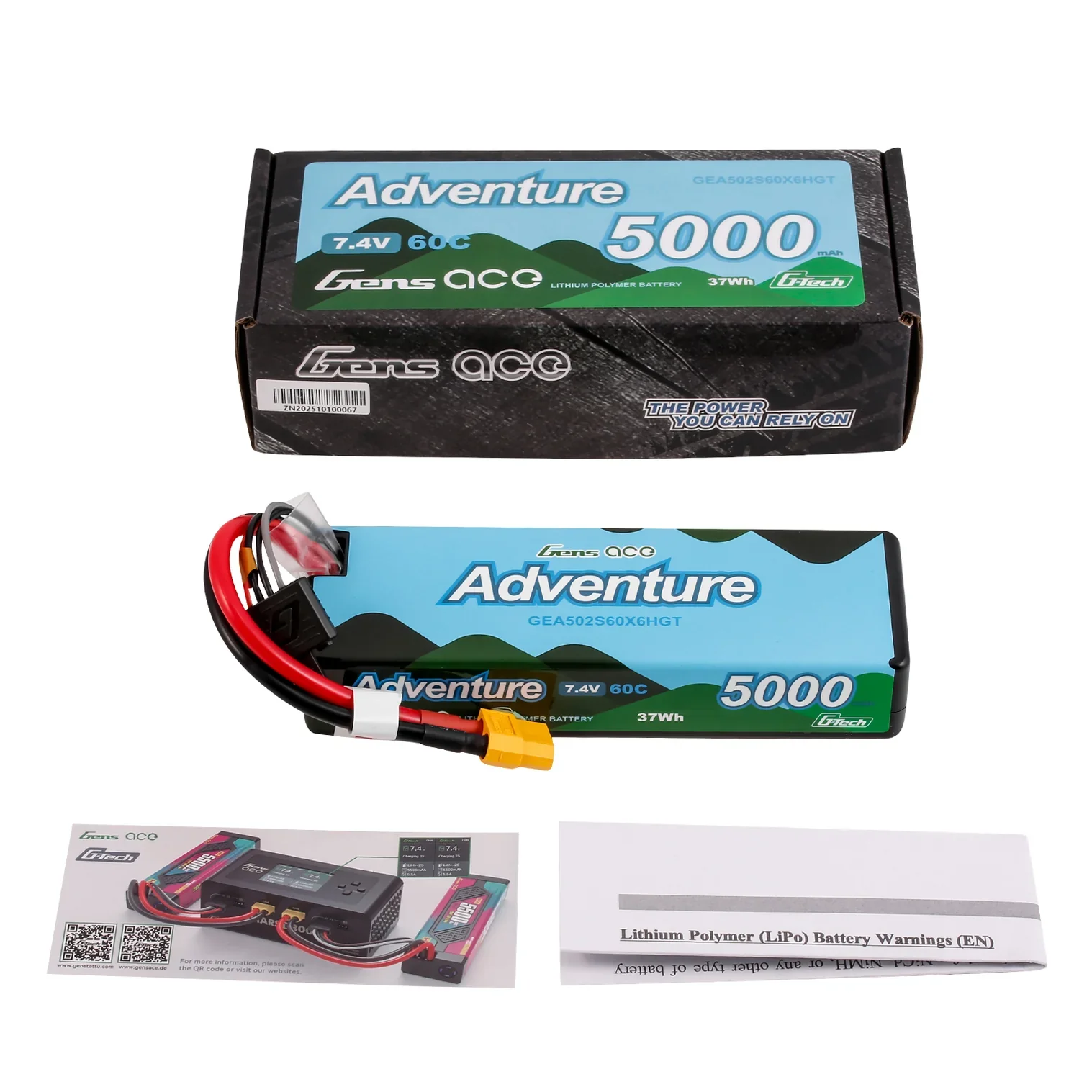 Gens Ace Accu lipo G-Tech Adventure 7.4v 5000mAh 60C XT60 - Image 3