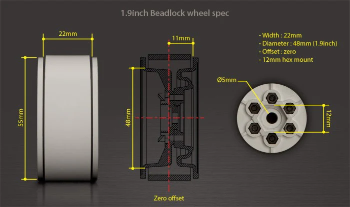 GMade Jantes VR01 Blanche 1.9 BeadLock (x2) GM70106 - Image 3