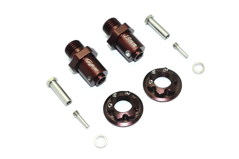 GPM Adaptateur hexagones 17mm + écrous alu marron (x2) TRX410/17X19-BR