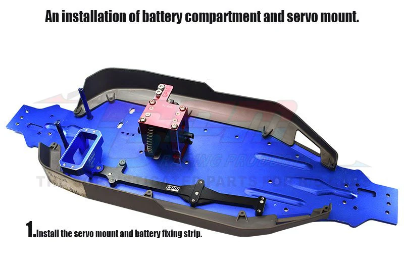 GPM Support batterie carbone + Support Servo Alu 7075-T6 Sledge GSLE0126A - Image 3