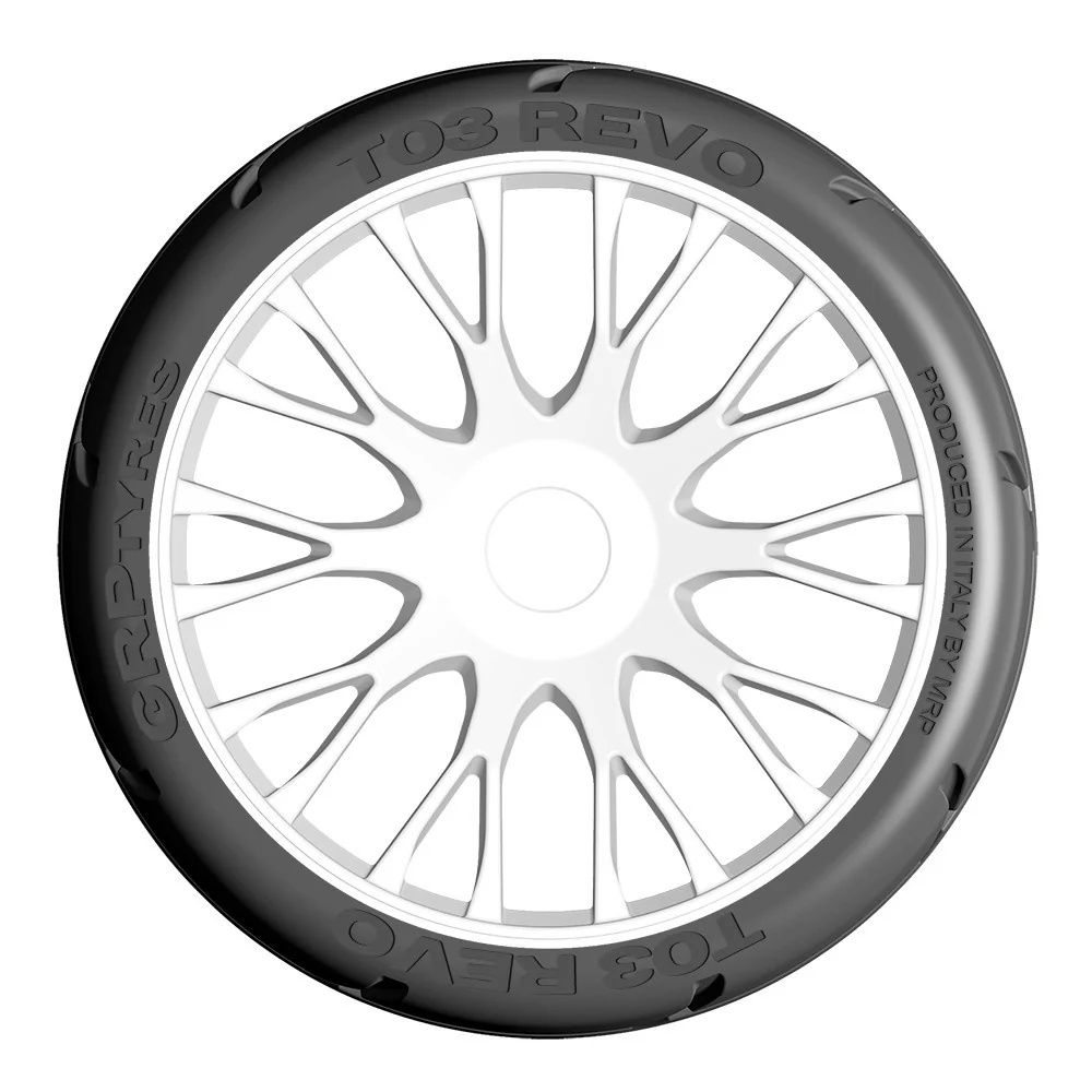 GRP Pneus X-Tech 1/8 GT T03 Revo + Jantes Rigid Blanches (x2) GTJ03 - Image 2