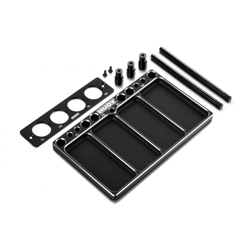 Hudy Plateau Alu avec Support Amortisseurs et Différentiels TT 1/8 109802