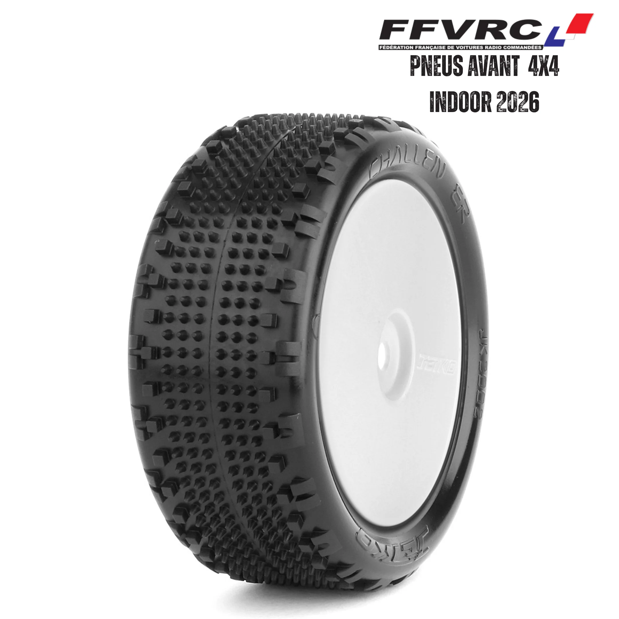 Jetko Pneus monté  Challenger Avant 4WD EOS Jaune Indoor FFVRC 2026 + Jantes (x2) JK2002EGW