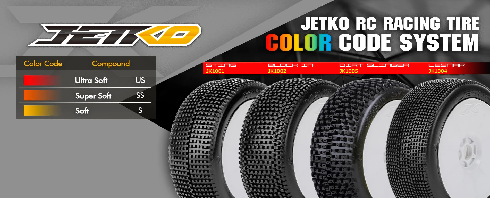 Jetko Pneus Sting + Jantes Revo Blanches Buggy 1/8 (x2) - Image 6