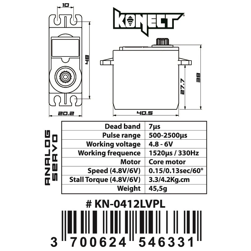 Konect Servo 4kg 0.12s Digital KN-0412LVPL - Image 2