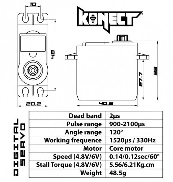 Konect Servo 6kg 0.12s Digital - KN-0612LVPL - Image 3