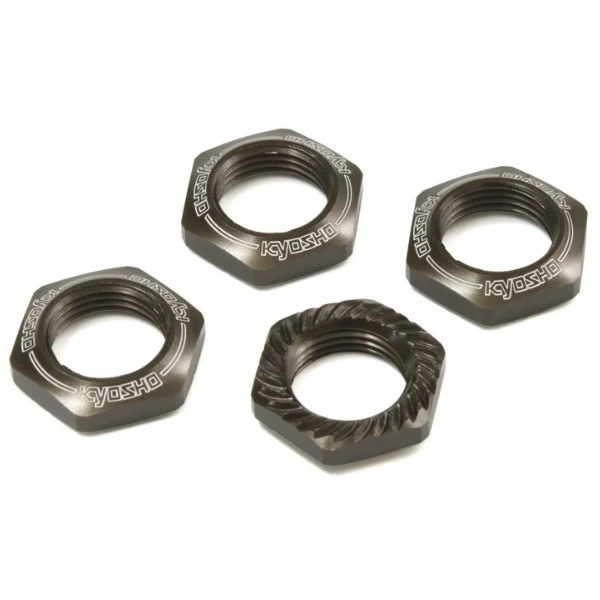 Kyosho Ecrous de Roues Cannelés 1/8 (x4) Gun Metal IFW472GM