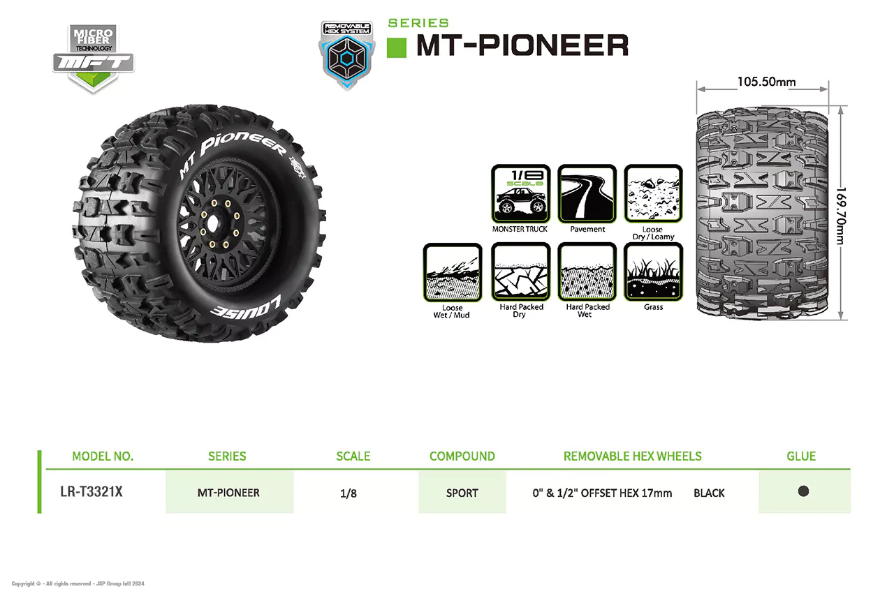 Louise RC Pneus 1/8 MFT Mt-Pioneer + Jantes 3.8 LR-T3321X - Image 5