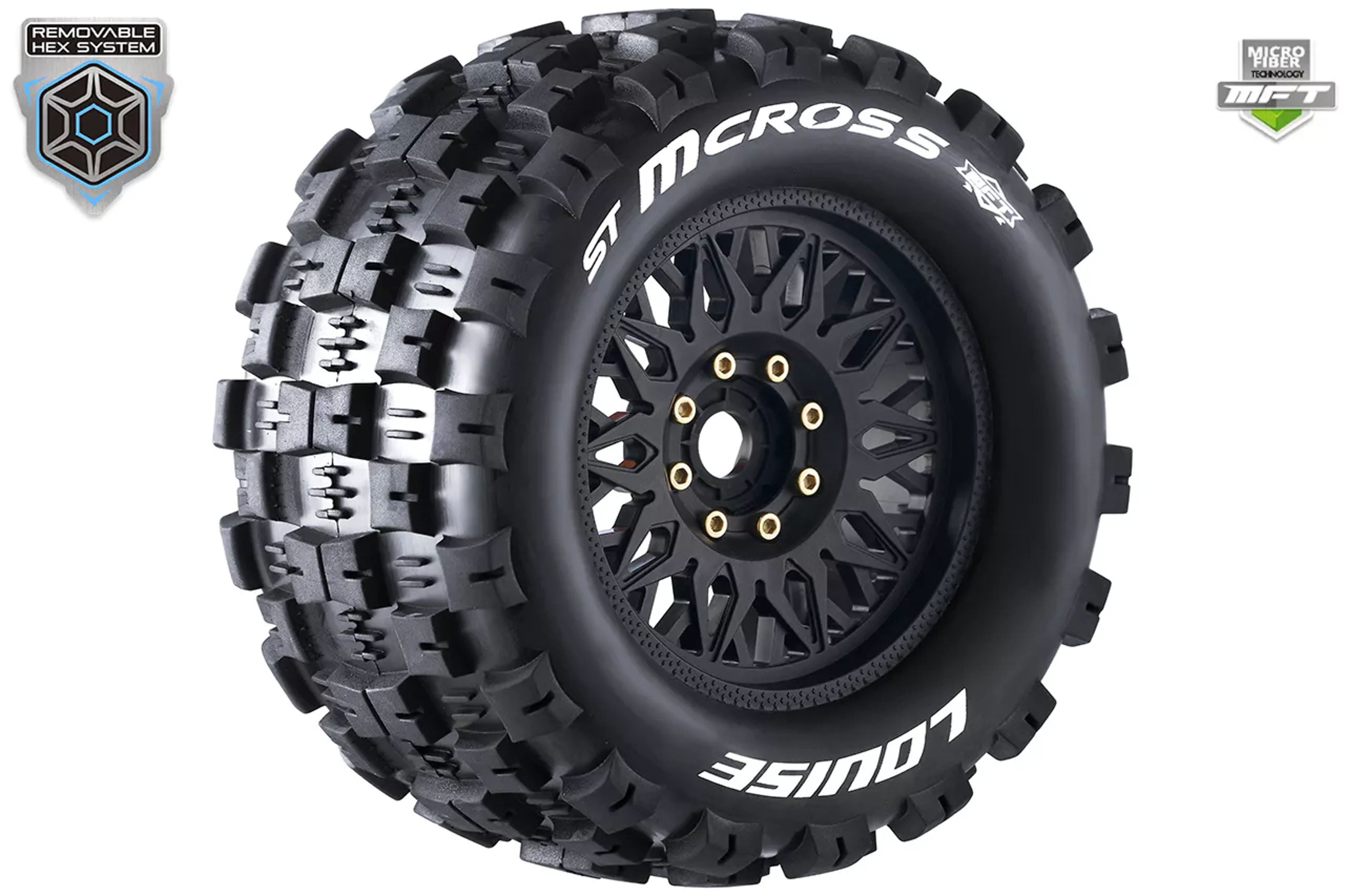Louise RC Pneus 1/8 MFT St-Mcross + Jantes 3.8 LR-T3327X