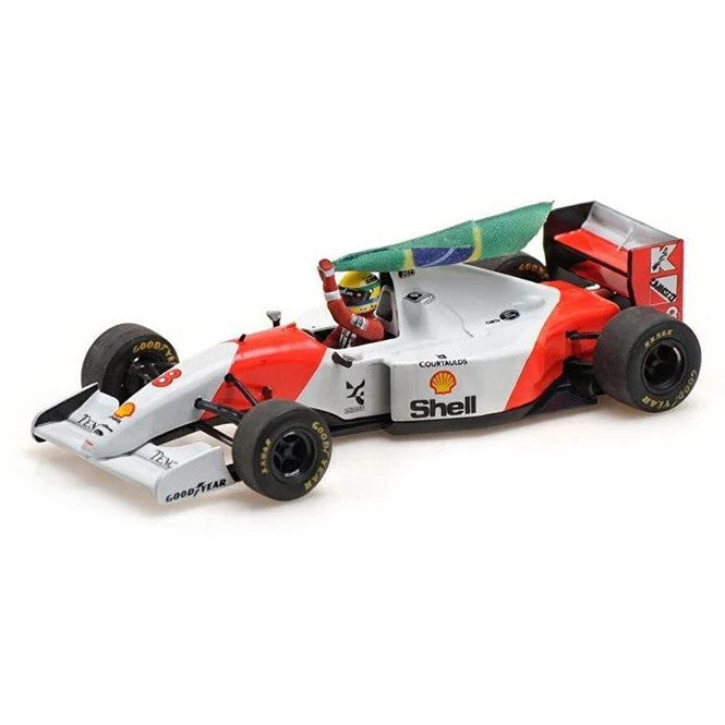 MiniChamps McLaren Ford MP4/8 Dirty version with flag Ayrton Senna F1 Winner Australie 1993 540933308