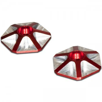 Optima Rondelles d'aileron 1/8 en Ergal Rouge (x2) POWB01R