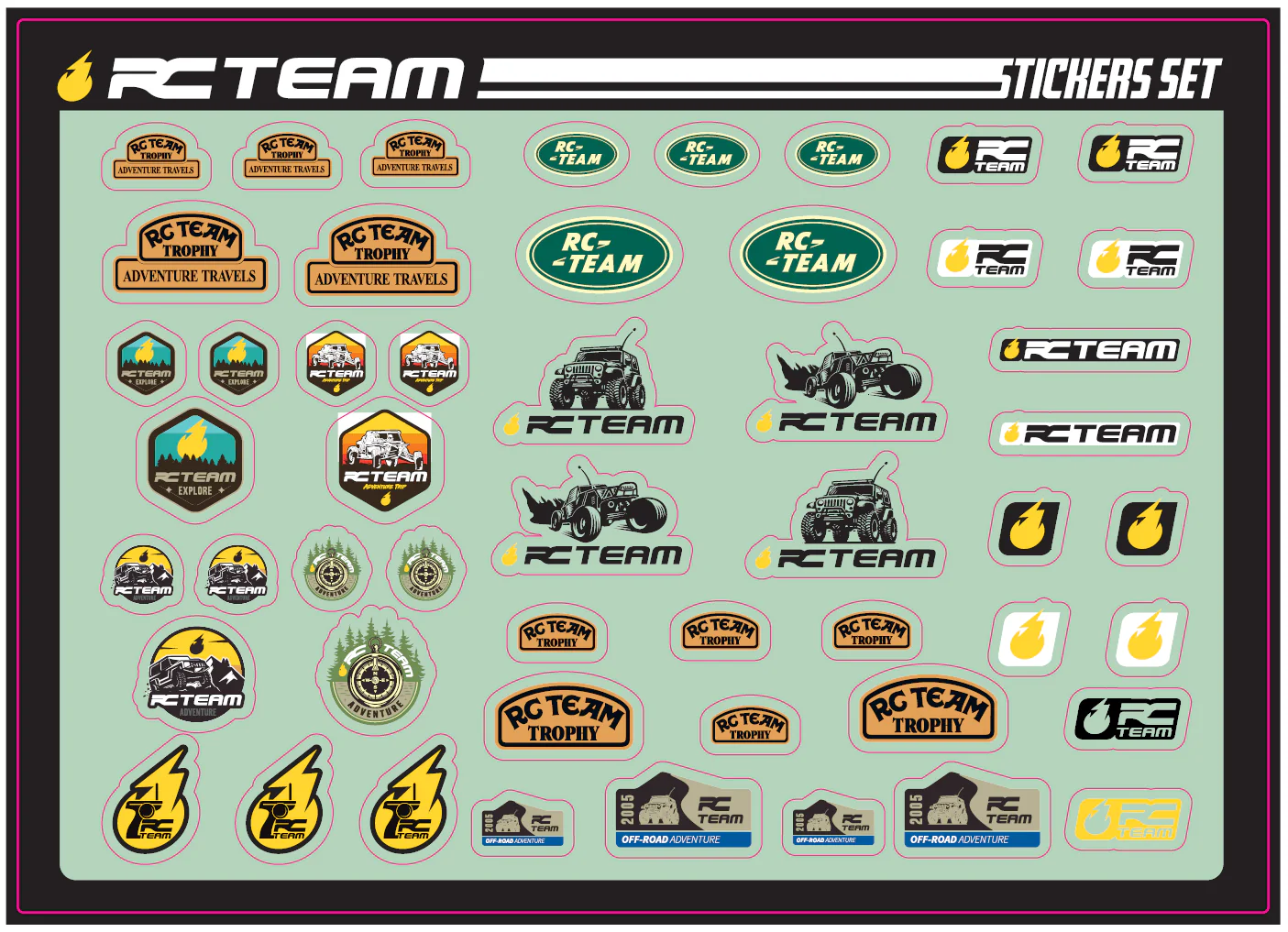 Planche de Stickers Logo RC Team Crawler 210x150
