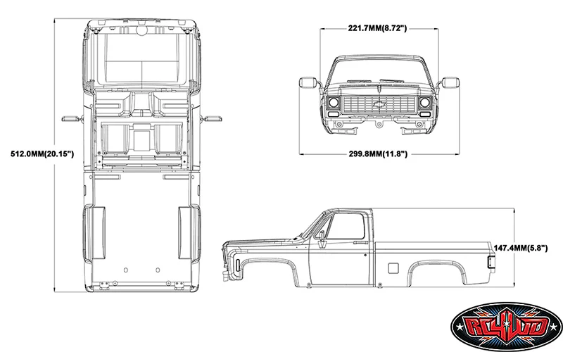 RC4WD Carrosserie Chevrolet K10 Scottsdale Bleu Z-B0274 - Image 3