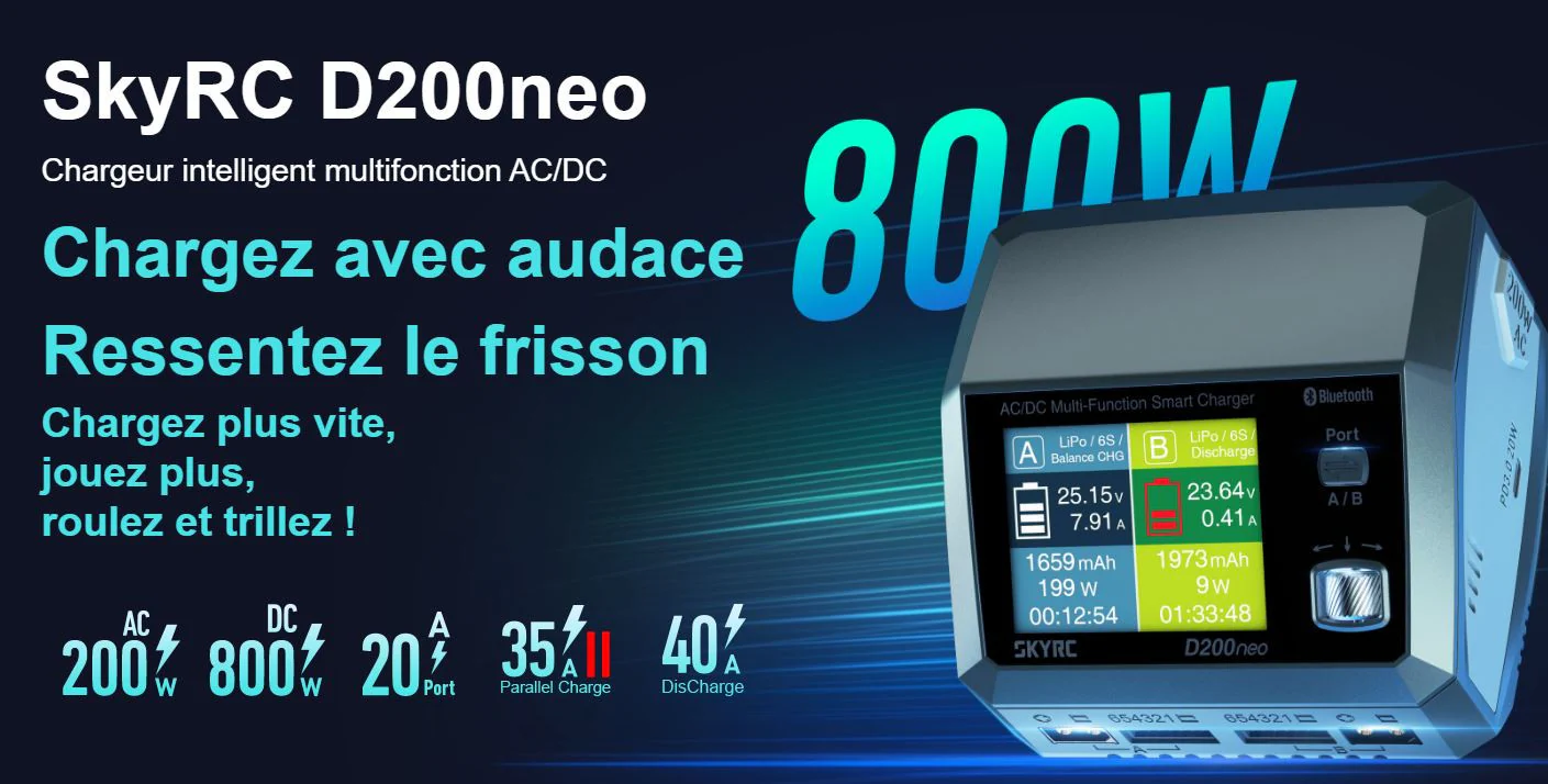 SkyRc Chargeur D200 Neo Duo 1-6S 200W AC/DC SK100196-01 - Image 5