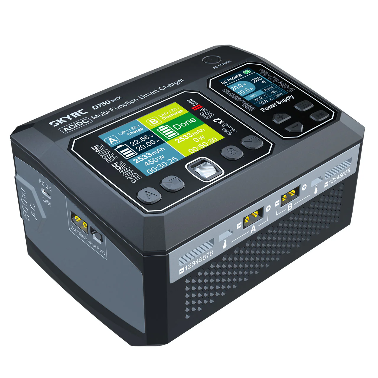 SkyRc Chargeur D750 Mix Lipo 1-8S 32A 50W AC SK100201-01