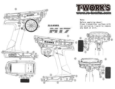 T-Work's kit déco 3D carbone pour Sanwa M17 TS-044 - Image 3