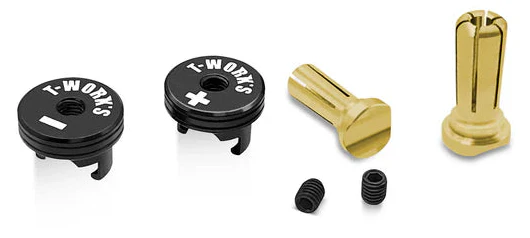 T-Work's Connectiques Long Pk Or 5mm + Caches (4Pcs) EA-040-5L-BB