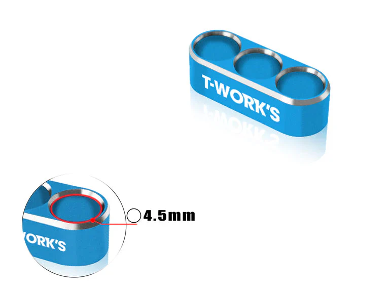 T-Work's Guide de câbles Alu 3 trous 4.5mm/12AWG EA-046-B4.5 - Image 2