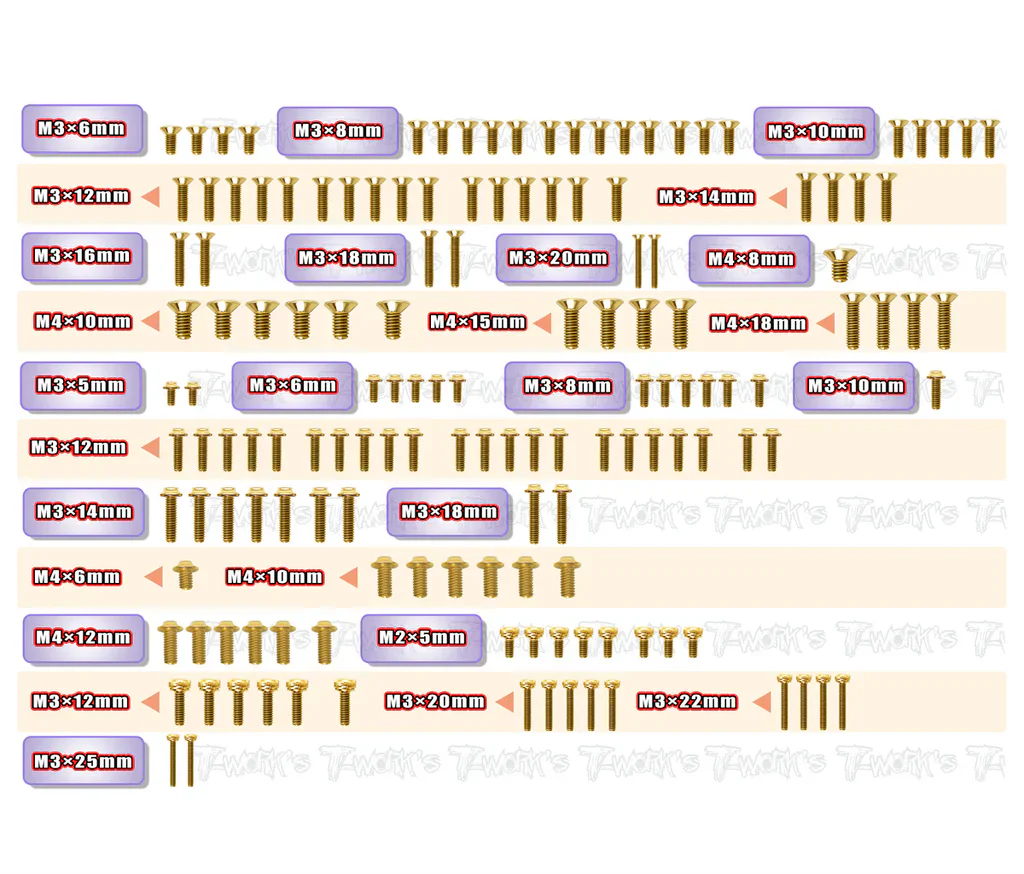 T-Work's Kit visserie Métal Gold UFO (146 Pcs) MP11E GSSU-MP11E