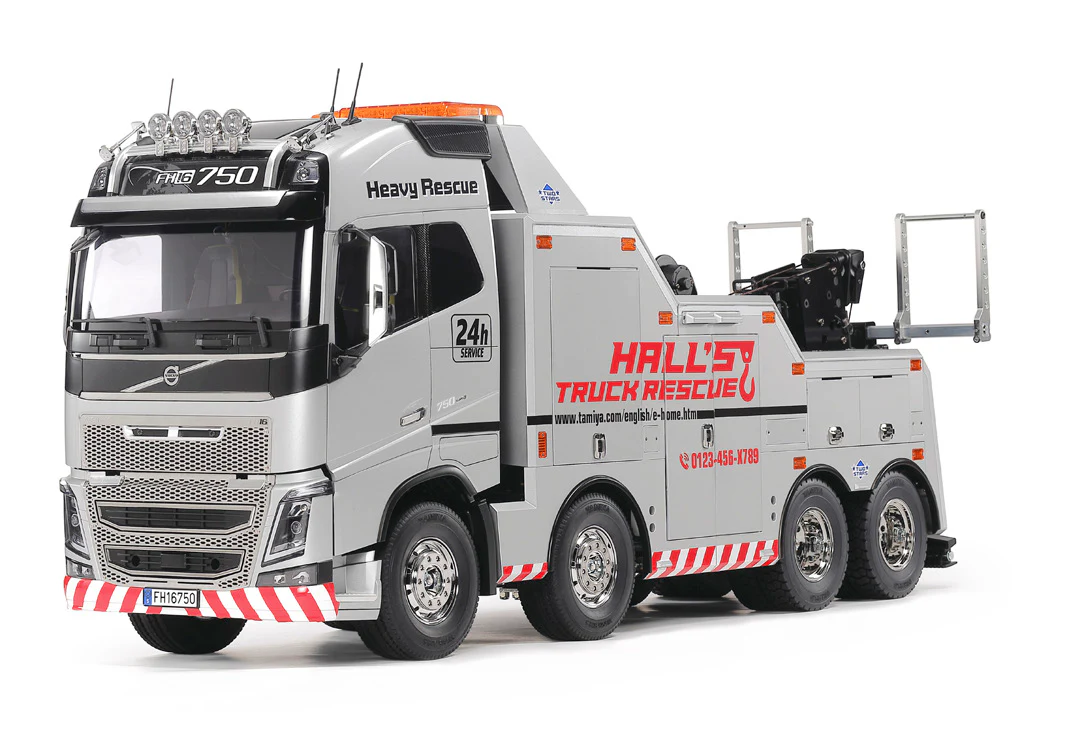 Tamiya Camion Volvo FH16 Globetrotter 750 8x4 Tow Truck Silver KIT 47528