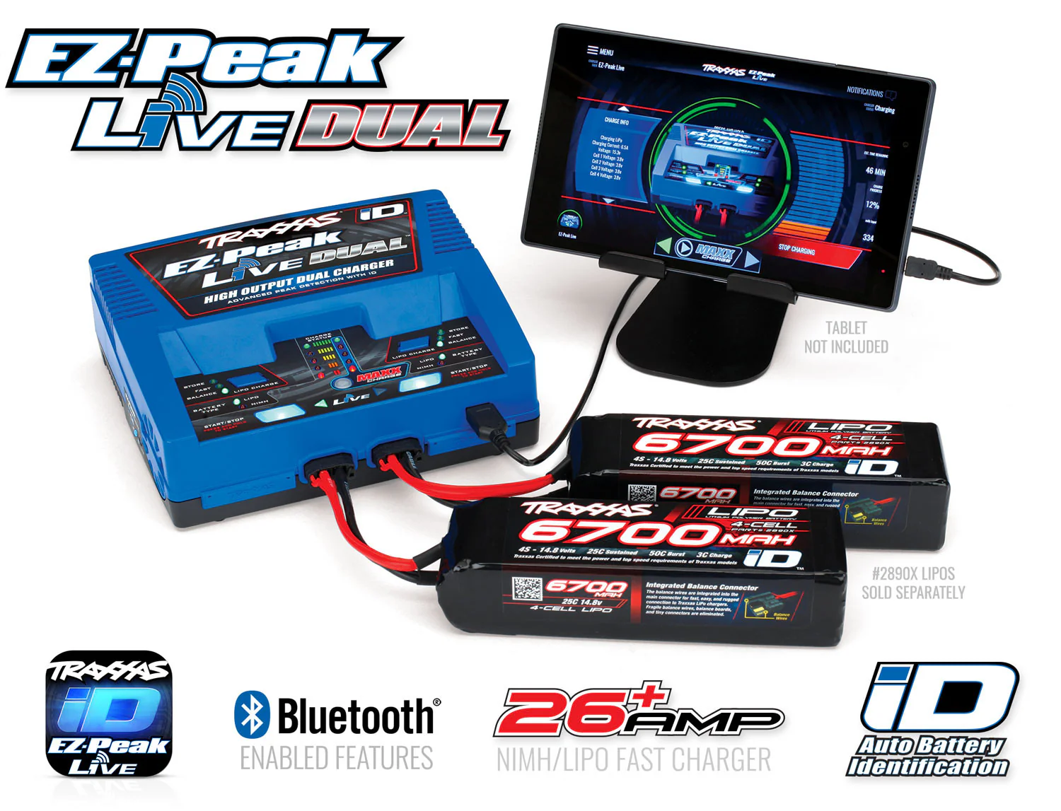 Traxxas Chargeur EZ-Peak Live Dual iD Bluetooth 200W 2973G - Image 2