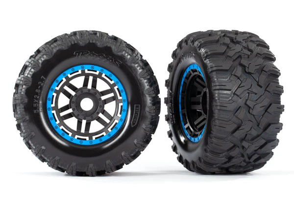 Traxxas Pneus 2.8 Maxx + Jantes Bleu 17mm (x2) 8972A
