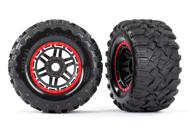 Traxxas Pneus 2.8 Maxx + Jantes Rouge 17mm (x2) 8972R