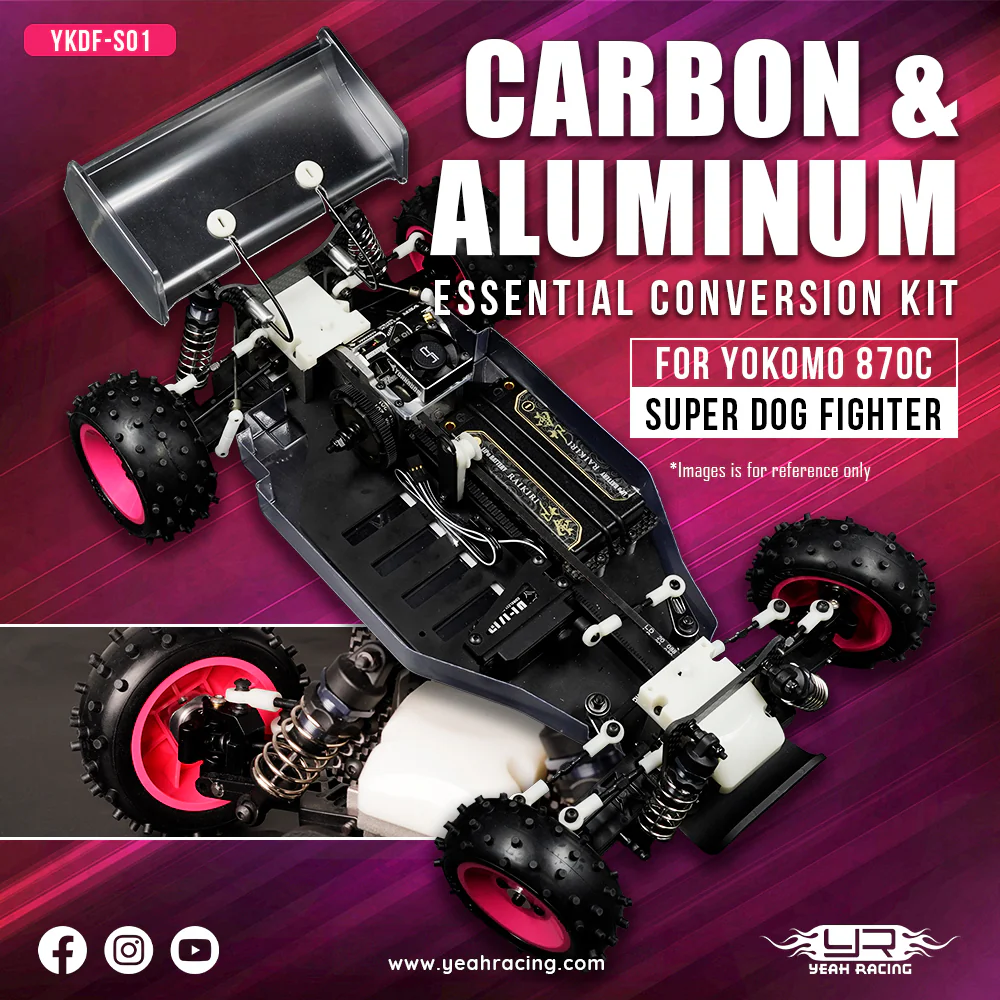 Yeah Racing Kit Conversion Performance Alu et Carbone Yokomo 870C YKDF-S01BK - Image 4